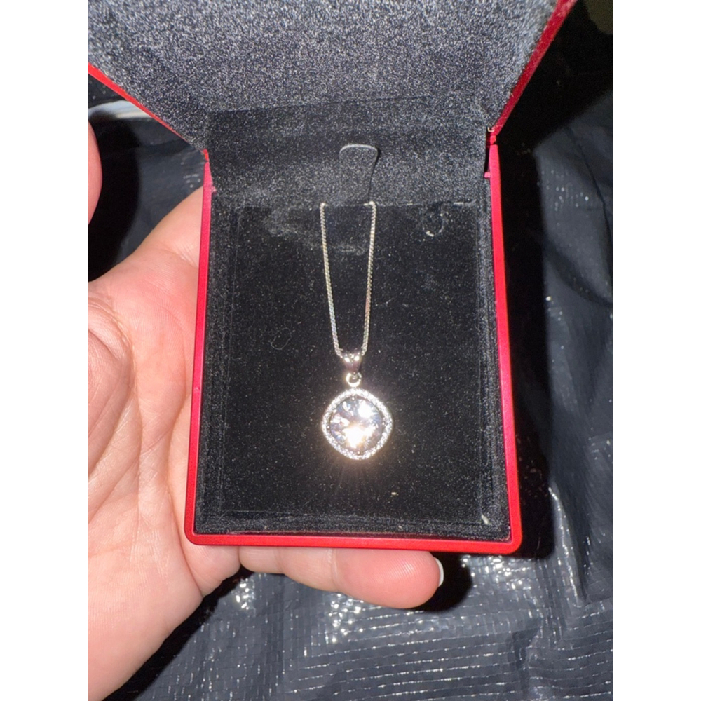 5 Carat Stone Pendant Necklace 18K White Gold Plated Silver Necklace - Picture 7 of 7